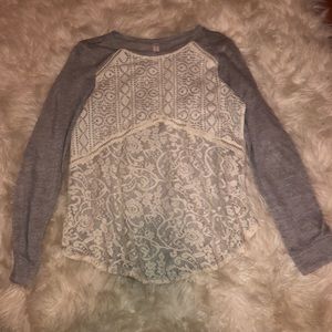 Long sleeve grey lace shirt